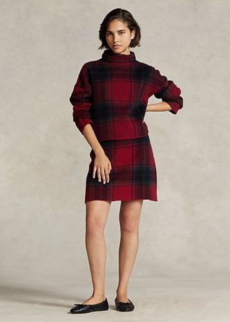 Faldas rojas de Ralph Lauren para mujer en mezcla de alpaca y cuadros