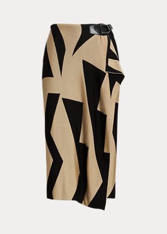 Faldas tubo Ralph Lauren de mezcla de algodón con estampado geométrico en negro y marrón para mujer