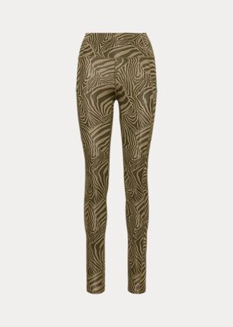 Leggings de jersey elástico con estampado de cebra de Ralph Lauren para mujer en color oliva