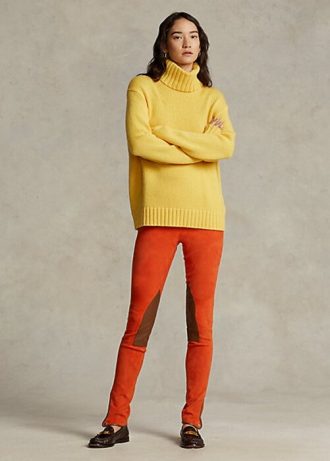 Leggings Jodhpur de ante de cordero elástico Ralph Lauren para mujer en color naranja