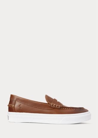 Mocasines de cuero marrón Ralph Lauren Keaton para hombre