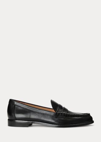 Mocasines negros Ralph Lauren Wynnie de piel bruñida para mujer