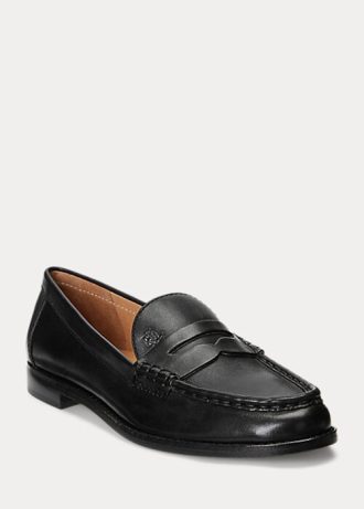 Mocasines negros Ralph Lauren Wynnie de piel bruñida para mujer