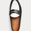Mocasines Ralph Lauren Chalmers de piel de becerro para mujer en beige y blanco Mocasines Ralph Lauren Chalmers de piel de becerro para mujer en beige y blanco