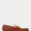 Mocasines Ralph Lauren Chalmers de piel de becerro y lona para hombre, color marrón