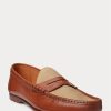 Mocasines Ralph Lauren Chalmers de piel de becerro y lona para hombre, color marrón