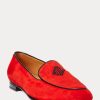 Mocasines Ralph Lauren Laurel de ante de cabra bordados para mujer en rojo Mocasines Ralph Lauren Laurel de ante de cabra bordados para mujer en rojo
