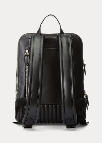 Mochilas de cuero acolchado Ralph Lauren negras para hombre