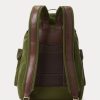 Mochilas de lona con ribete de cuero Ralph Lauren para hombre, color verde