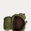 Mochilas de lona con ribete de cuero Ralph Lauren para hombre, color verde