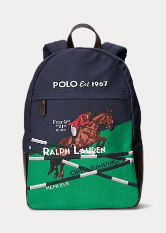 Mochilas Ralph Lauren de lona con estampado ecuestre para hombre en color azul marino