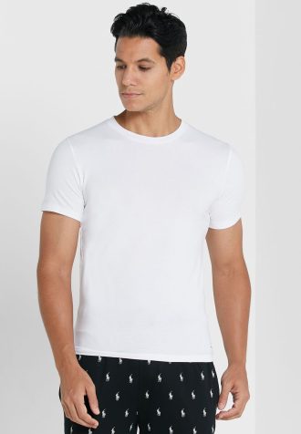 Pack de 2 camisetas básicas de cuello redondo Ralph Lauren blancas para hombre