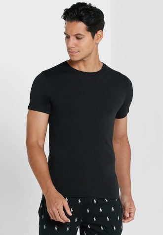 Pack de 2 camisetas Ralph Lauren Essential de cuello redondo para hombre, color negro