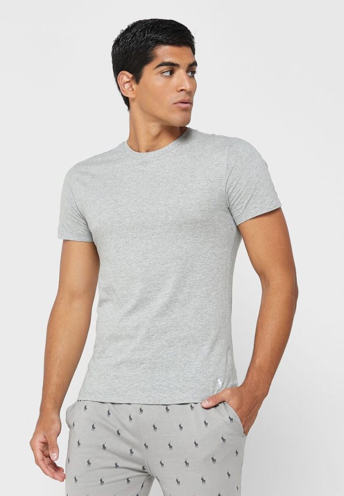 Pack de 3 camisetas Ralph Lauren grises con cuello redondo para hombre Pack de 3 camisetas Ralph Lauren grises con cuello redondo para hombre