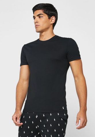 Pack de 3 camisetas Ralph Lauren negras con cuello redondo para hombre