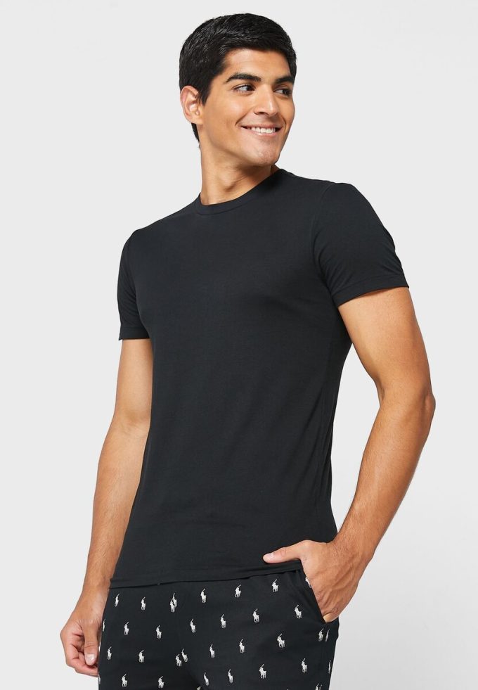 Pack de 3 camisetas Ralph Lauren negras con cuello redondo para hombre Pack de 3 camisetas Ralph Lauren negras con cuello redondo para hombre