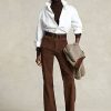 Pantalones acampanados con bolsillos de parche de ante de cordero Ralph Lauren para mujer en color chocolate Pantalones acampanados con bolsillos de parche de ante de cordero Ralph Lauren para mujer en color chocolate