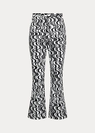 Pantalones acampanados de satén con motivo gráfico de Ralph Lauren para mujer, color negro Pantalones acampanados de satén con motivo gráfico de Ralph Lauren para mujer, color negro