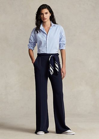 Pantalones anchos de cady Ralph Lauren para mujer en color azul marino Pantalones anchos de cady Ralph Lauren para mujer en color azul marino
