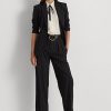 Pantalones anchos de crepé de lana con raya diplomática de Ralph Lauren para mujer, color negro Pantalones anchos de crepé de lana con raya diplomática de Ralph Lauren para mujer, color negro