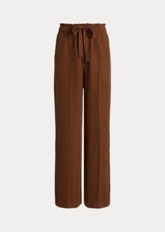 Pantalones anchos de mezcla de seda Ralph Lauren para mujer, color marrón Pantalones anchos de mezcla de seda Ralph Lauren para mujer, color marrón