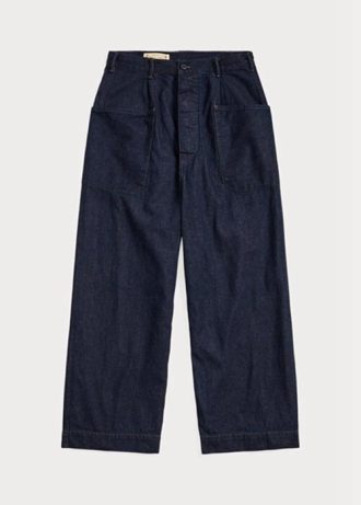 Pantalones anchos de mezclilla de algodón y lino Ralph Lauren para mujer en color azul marino Pantalones anchos de mezclilla de algodón y lino Ralph Lauren para mujer en color azul marino