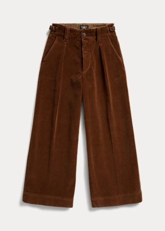 Pantalones anchos de pana recortados Ralph Lauren para mujer en color marrón Pantalones anchos de pana recortados Ralph Lauren para mujer en color marrón
