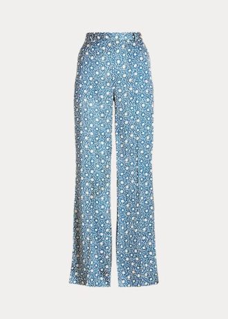 Pantalones anchos de satén con motivo Starburst de Ralph Lauren para mujer en azul Pantalones anchos de satén con motivo Starburst de Ralph Lauren para mujer en azul
