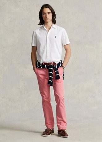 Pantalones chinos ajustados elásticos Ralph Lauren de color rosa para hombre
