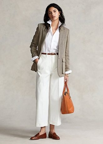 Pantalones chinos de pierna ancha Ralph Lauren blancos para mujer