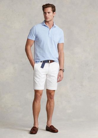 Pantalones cortos chinos ajustados y elásticos Ralph Lauren blancos para hombre Pantalones cortos chinos ajustados y elásticos Ralph Lauren blancos para hombre