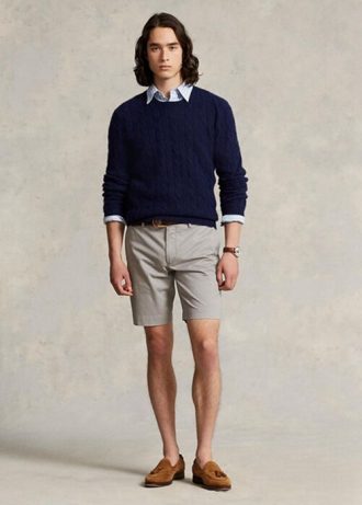Pantalones cortos chinos ajustados y elásticos Ralph Lauren grises para hombre Pantalones cortos chinos ajustados y elásticos Ralph Lauren grises para hombre