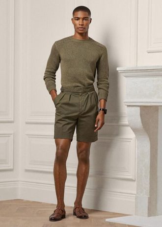 Pantalones cortos chinos elásticos a medida Ralph Lauren en color oliva para hombre Pantalones cortos chinos elásticos a medida Ralph Lauren en color oliva para hombre