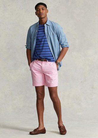 Pantalones cortos chinos rectos elásticos Ralph Lauren de color rosa para hombre