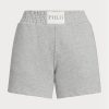 Pantalones cortos de polar con logotipo de Ralph Lauren para mujer en gris