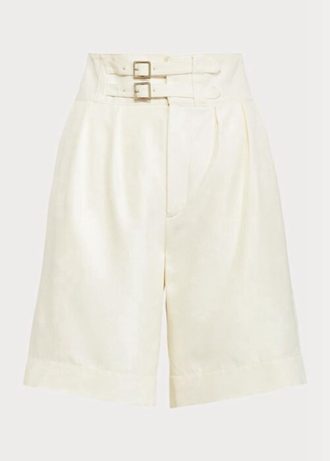 Pantalones cortos de seda morera blancos Ralph Lauren Francine para mujer