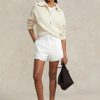 Pantalones cortos Ralph Lauren blancos con cordón ajustable en tejido Ripstop para mujer