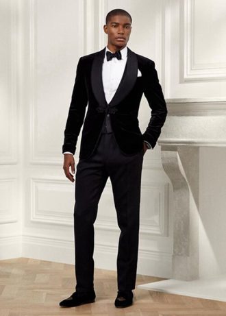 Pantalones de esmoquin negros hechos a mano Ralph Lauren Gregory Barathea para hombre