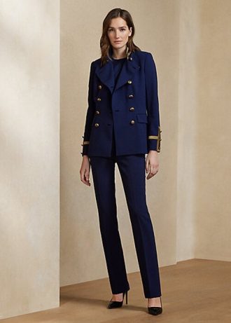Pantalones de lana elástica Ralph Lauren Alandra para mujer en color azul marino