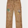 Pantalones de lona desgastados de corte relajado Ralph Lauren para hombre, color marrón