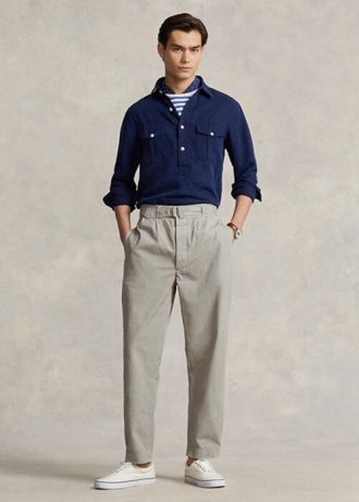 Pantalones de lona holgados y plisados  Ralph Lauren para hombre en gris