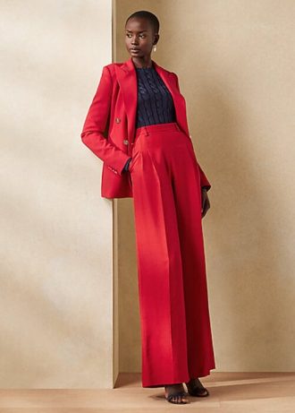 Pantalones de shantung de seda Ralph Lauren Graciela de mujer de color rojo