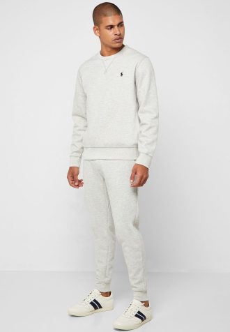 Pantalones deportivos con puños esenciales Ralph Lauren grises para hombre