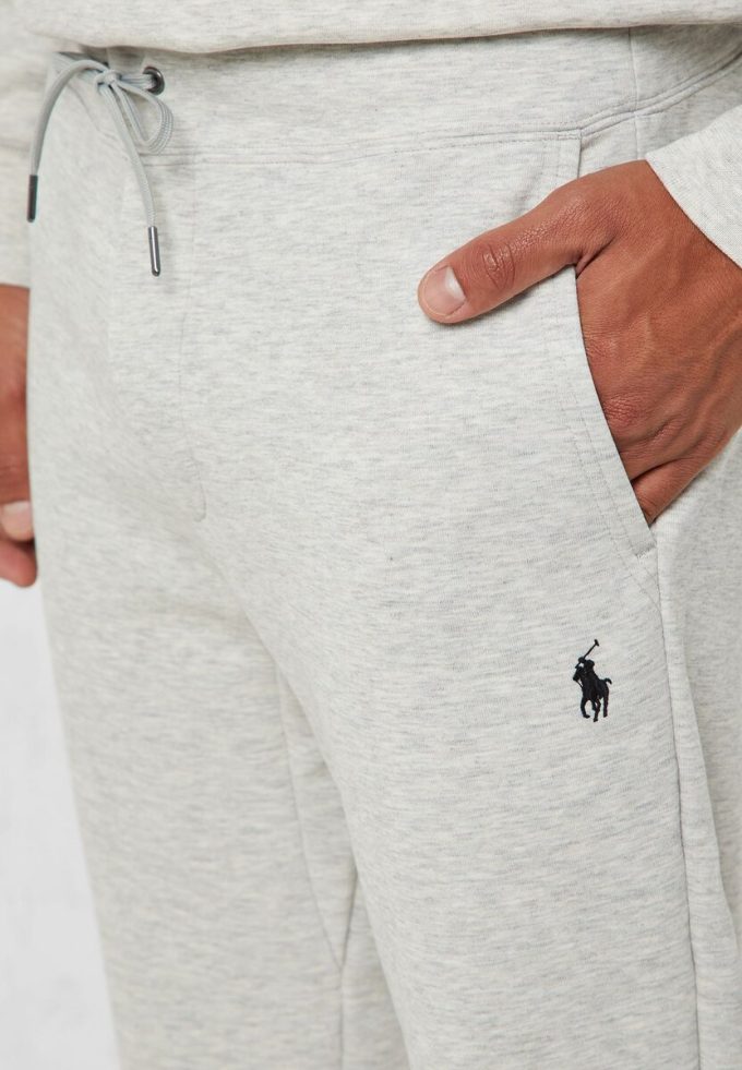 Pantalones deportivos con puños esenciales Ralph Lauren grises para hombre