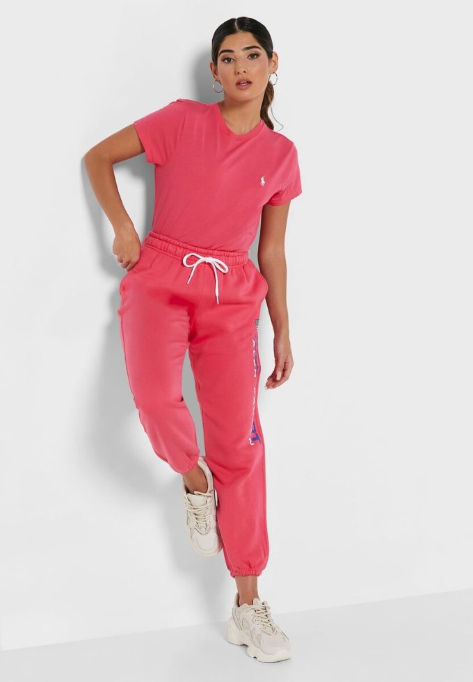 Pantalones deportivos de cintura alta hasta el tobillo de Ralph Lauren para mujer en color rosa
