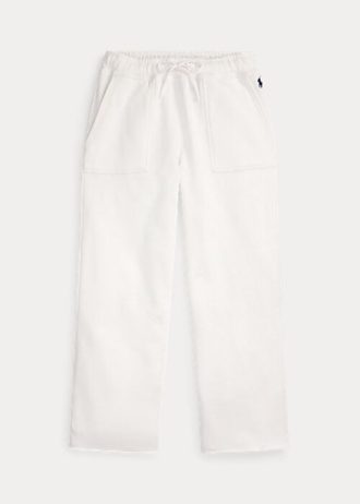 Pantalones deportivos de polar con dobladillo cortado de Ralph Lauren para mujer en blanco Pantalones deportivos de polar con dobladillo cortado de Ralph Lauren para mujer en blanco