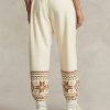 Pantalones deportivos de polar con motivo de copos de nieve de Ralph Lauren para mujer en color crema