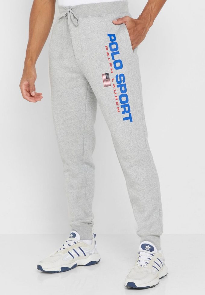 Pantalones deportivos grises con el logotipo de Ralph Lauren para hombre
