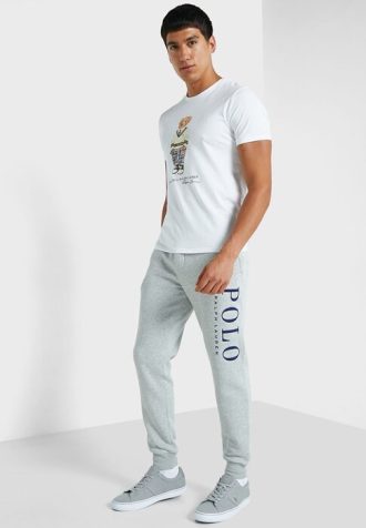 Pantalones deportivos grises con el logotipo de Ralph Lauren para hombre