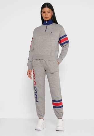 Pantalones deportivos grises con el logotipo de Ralph Lauren para mujer Pantalones deportivos grises con el logotipo de Ralph Lauren para mujer